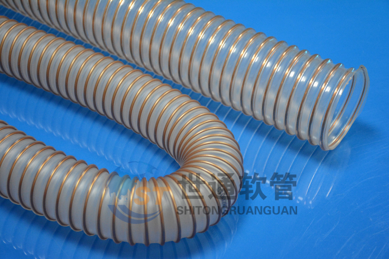 PU 鋼絲軟管，PU鋼絲管，PU聚氨酯鋼絲波紋管，耐磨工業吸塵通風軟管 