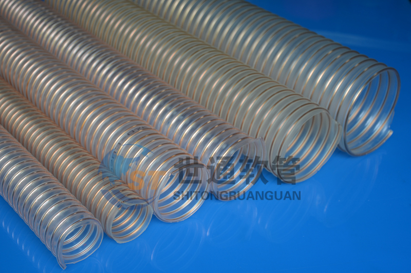 PU 鋼絲軟管，PU鋼絲管，PU聚氨酯鋼絲波紋管，耐磨工業吸塵通風軟管 